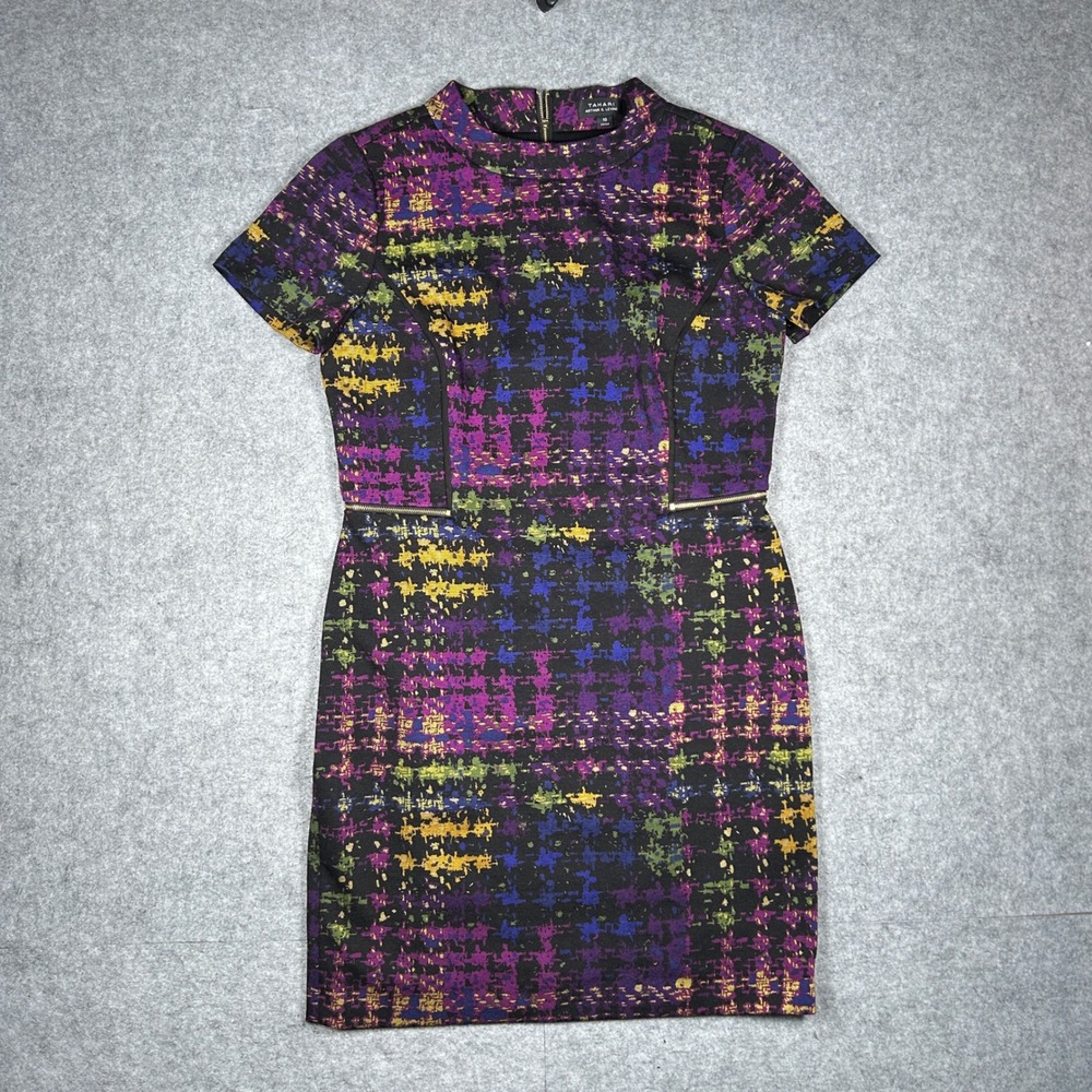 Tahari Arthur S. Levine Sheath Dress‎ Womens 10 Multicolor Tweed Print Zipper